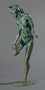 bronze entitled Looking at Her Foo by Joseph Peller.