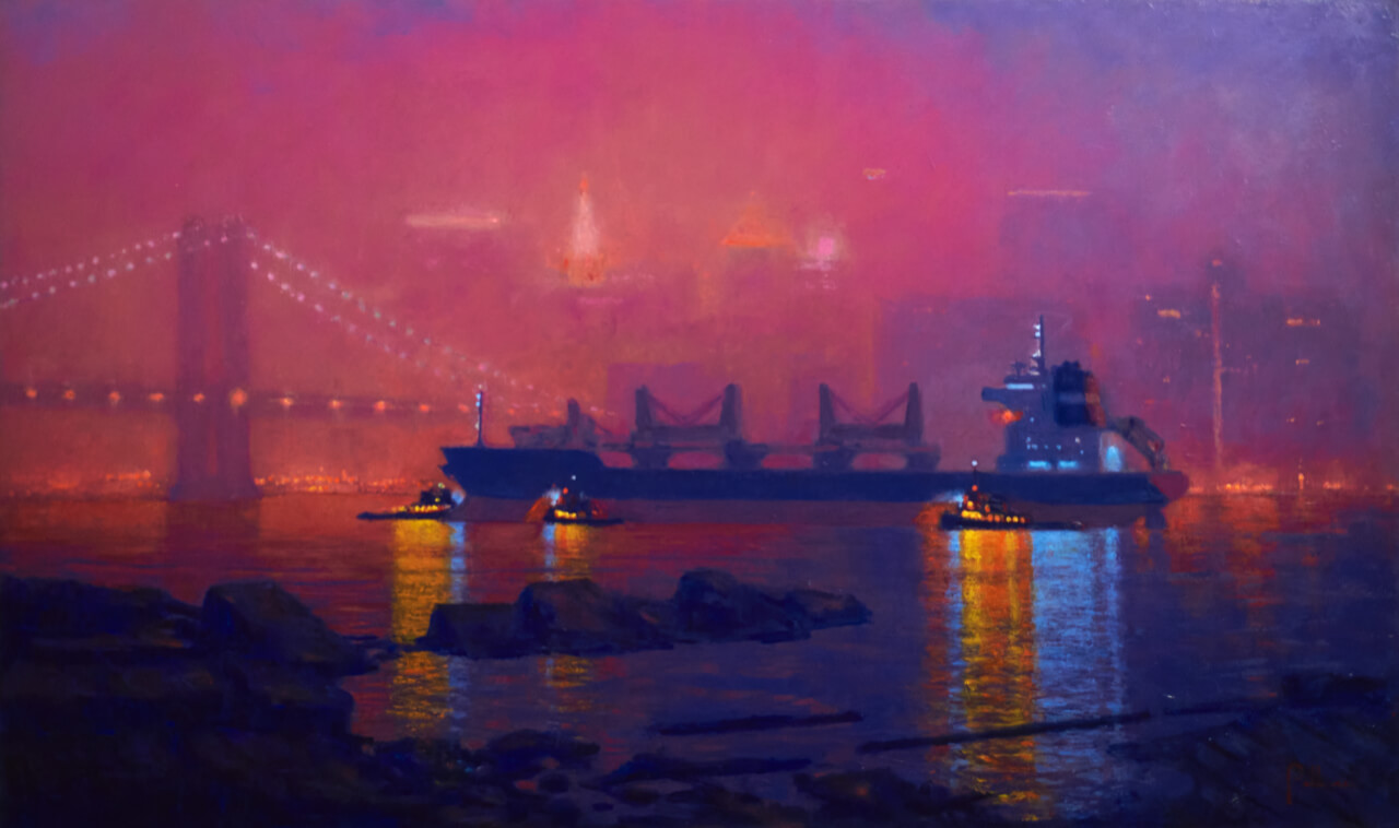 Bulk Leviathan Nocturne, 2024, oil on linen, 30 X 50 in, 76.2 X 127 cm