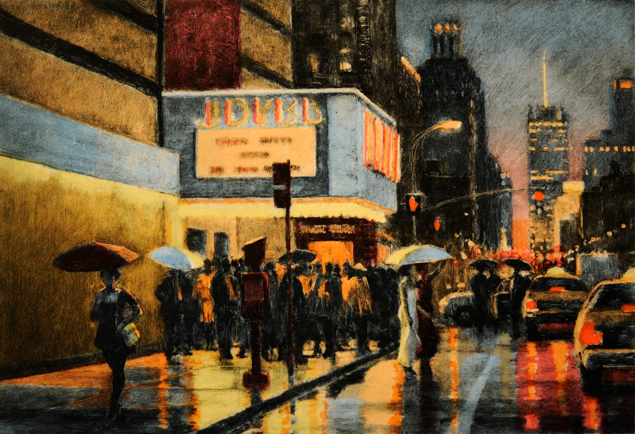 Evening Shower, Etching & Silk Screen, Edition 15/30, 14 x 21 inches