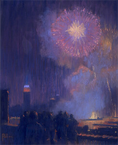 pastel entitled Fireworks Grand Finale by Joseph Peller.