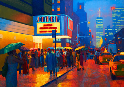 painting entitled Under the Lights, the Joyce by Joseph Peller.